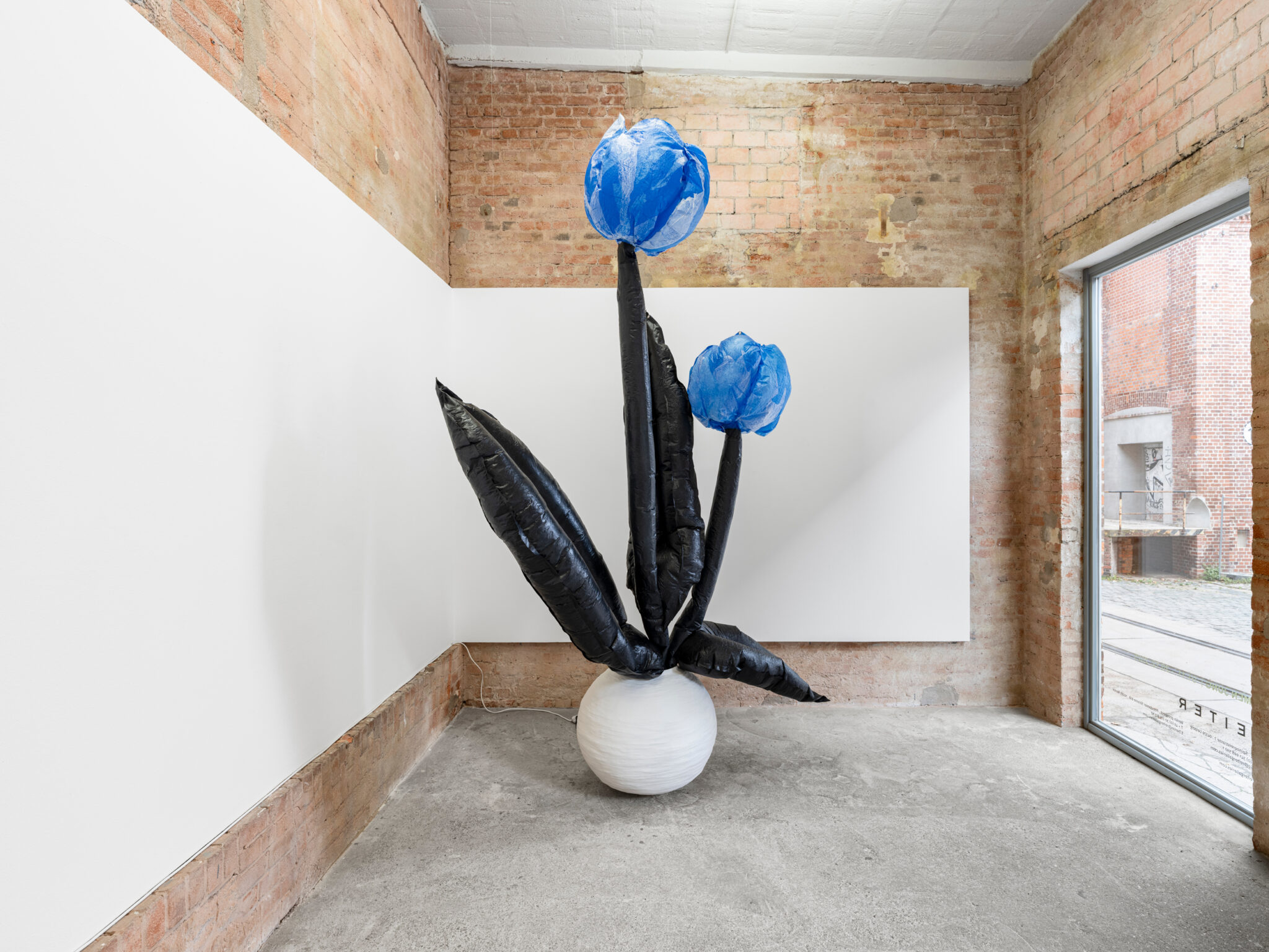 Together, 2025 Plastic foil, paper, bone glue, marble powder, air blower